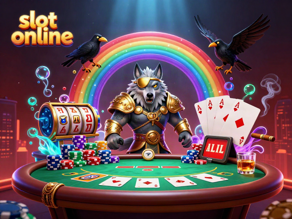 Spin slot online with Odin and his ravens against a vibrant casino background for exciting gameplay.